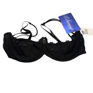 New Leonisa Sz 38 B Balconette Bra Black Lace Underwire Adjustable Straps NWT